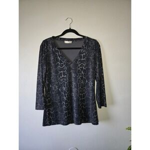 Anatomie Made in Italy Snake Print V-Neck Top | Size Small